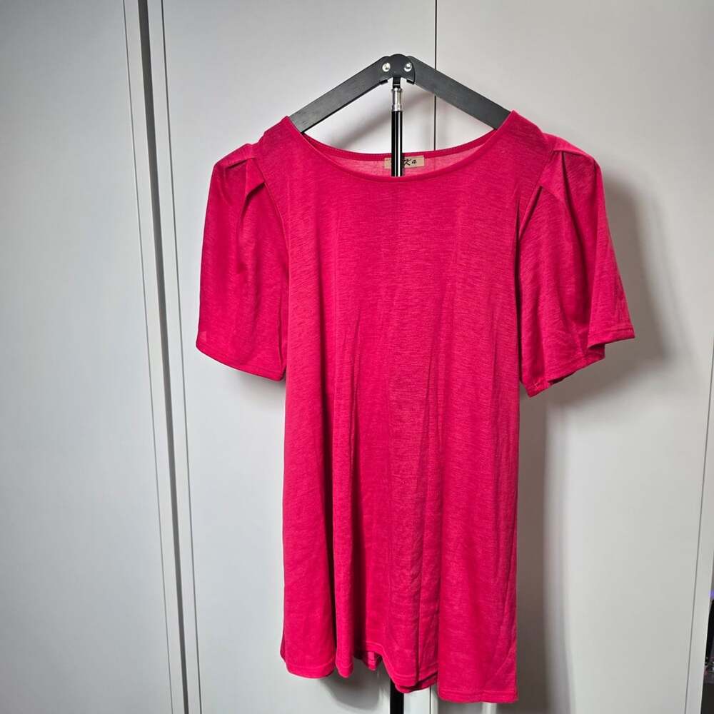 KiKa Pink Short Sleeve Top with Bow Back Small